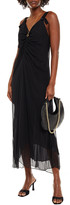Thumbnail for your product : Lee Mathews Eve Satin-trimmed Ruched Silk-crepon Midi Dress