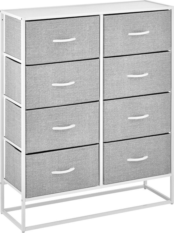 mDesign Wide Modern 8Drawer Dresser Storage Tower Unit with Fabric