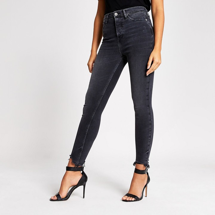 River Island Black Hailey high rise skinny jeans - ShopStyle