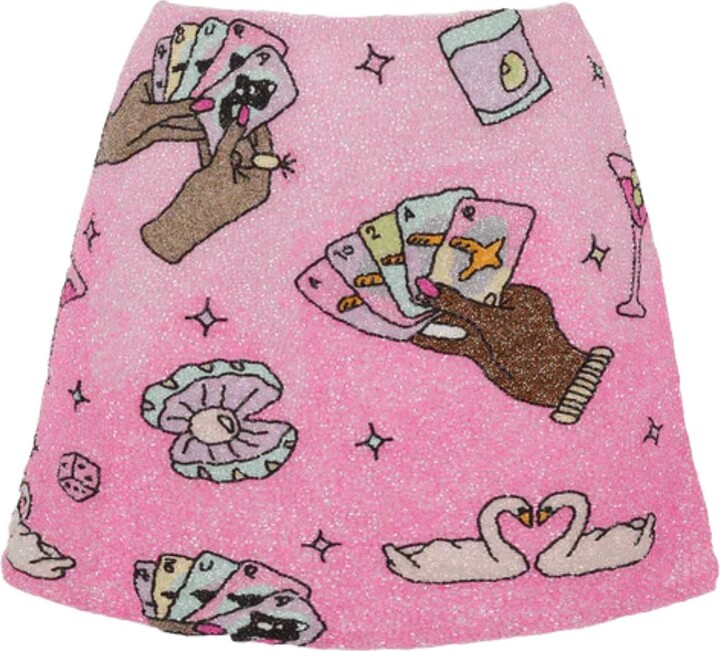 Oceanus Swimwear Vegas Beaded Pink Party Beach Co-Ord Mini Skirt