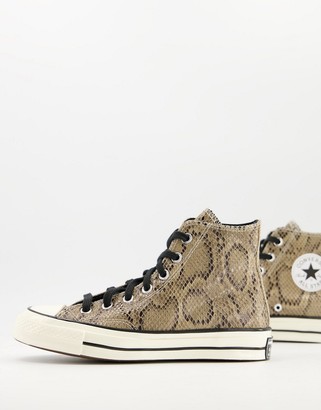 Converse Chuck 70 Hi trainers in brown snake print - ShopStyle