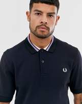 Thumbnail for your product : Fred Perry stripe collar pique polo in navy