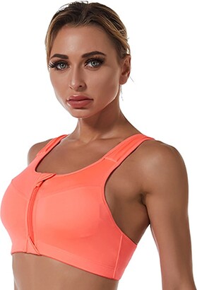 eyes Womens Zip Front Sports Bras Padded Seamless High Impact