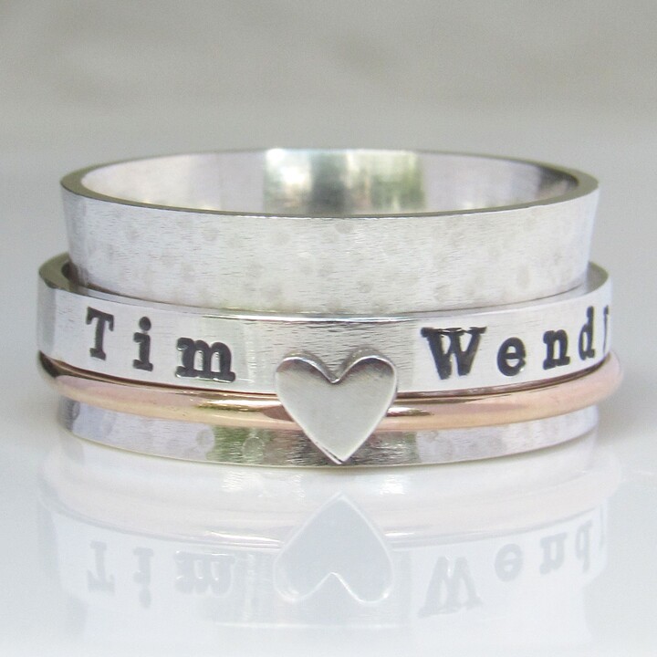 Etsy Personalized Spinner Ring Ring For Women Silver Gold Fidget Meditation Jewelry