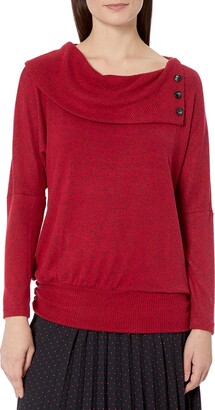 Amy Byer Women's Button Cowl Neck Sweater