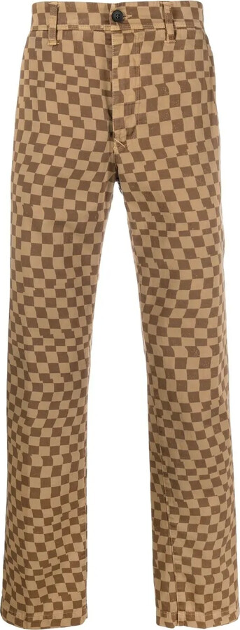 Incotex Check-Print Straight-Leg Jeans