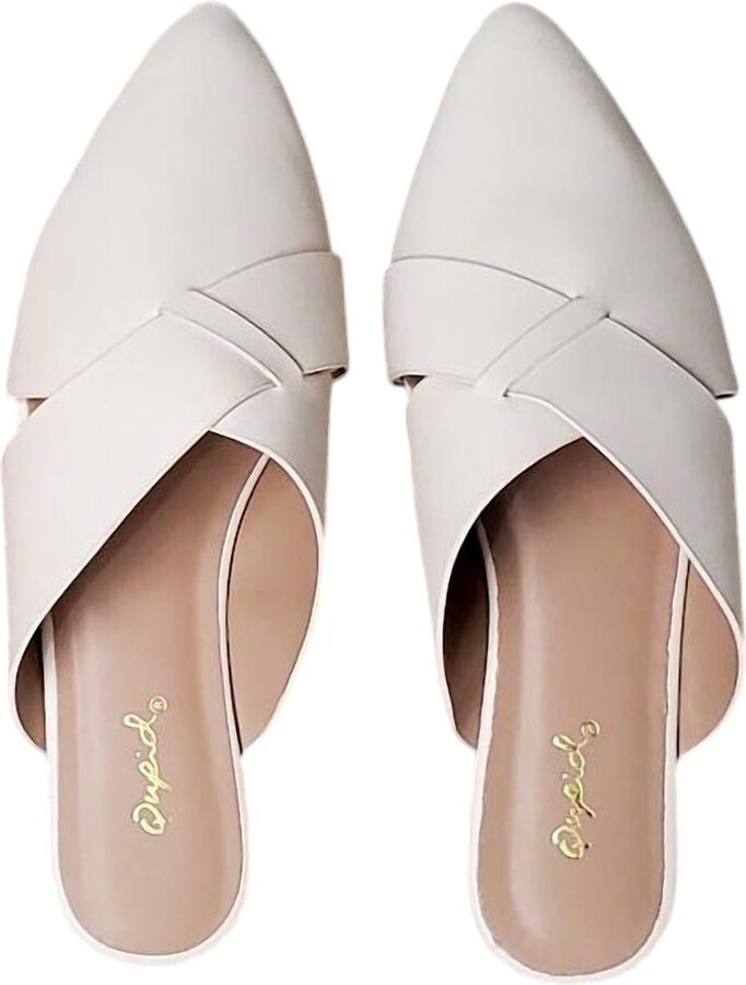 Qupid Women's Swirl Ballerina Mules In Bone