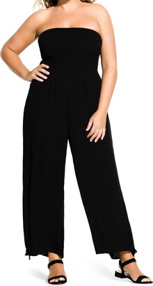 Highisa Womens Wrapped Black High-Rise Wide Legs Strapless Jumpsuit Romper 