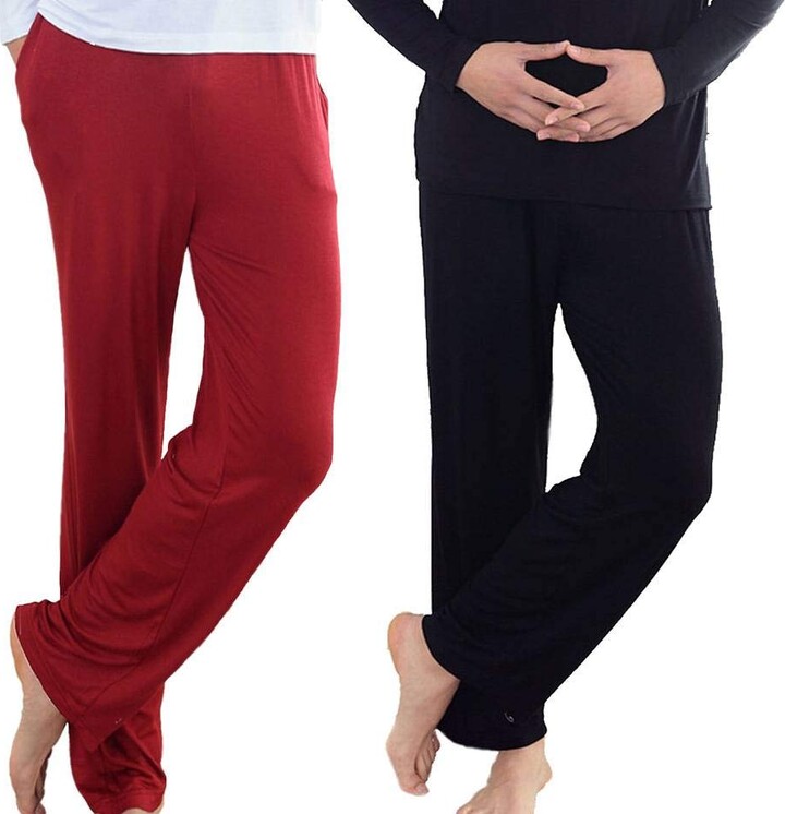 Wantschun Mens Modal Bamboo Fiber Lounge Pants Trousers Pajama Bottoms  Red+Black Large - ShopStyle Sleepwear