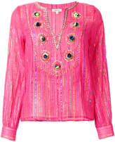 Manoush lurex striped embroidered blouse