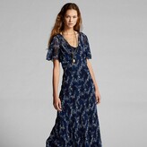 Thumbnail for your product : Double RL Ralph Lauren Floral Crinkled Silk Chiffon Dress