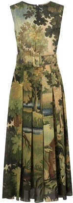 Oscar de la Renta Printed Landscape Dress