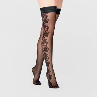A New Day Women's Side Floral Thigh Highs