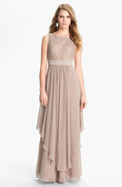 Thumbnail for your product : Eliza J Sleeveless Lace & Chiffon Gown