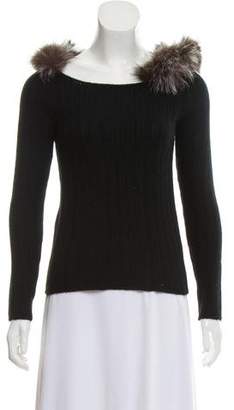 Prada Fox-Trimmed Cashmere Sweater