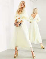 Thumbnail for your product : ASOS EDITION blouson sleeve midi dress in organza check