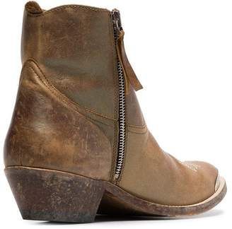 Golden Goose green Young 50 leather cowboy boots