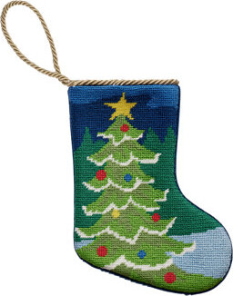 Mistletoe and Co. Christmas Tree Embroidered Needlepoint Mini Holiday Stocking