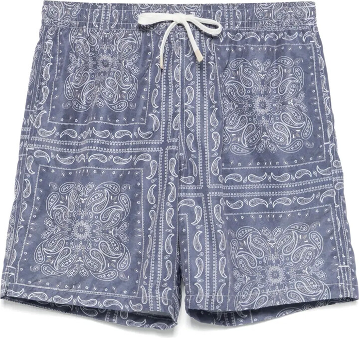 Eleventy Bandana-Print Swim Shorts