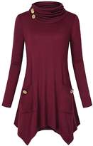 Thumbnail for your product : Suncolor8-Women Suncolor8 Womens Cowl Neck Long Sleeve A Line Flared Hem Tunic Tops L