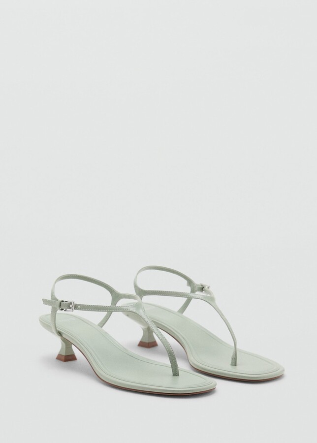 MANGO Kitten heel sandals with straps pastel green