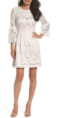 Eliza J Bell Sleeve Lace Fit & Flare Dress