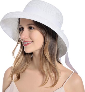 Muryobao Womens Sun Straw Hat Summer UV Protection Travel Foldable Brim Bucket  Hat Vintage Cloche Beach Fishing Cap - ShopStyle