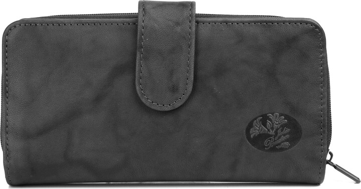 Julia Buxton Women’s Heiress Checkbook Wallet Leather, Black