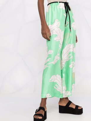 Alysi Abstract-Print Silk Trousers