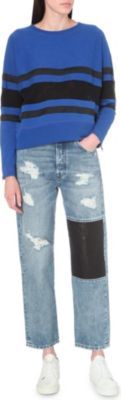Diesel Leather patch straight mid-rise jeans