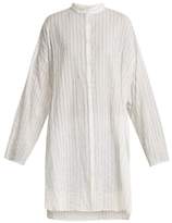 Thumbnail for your product : Raey Split Side Striped Sheer Cotton Shirtdress - Womens - Navy Stripe