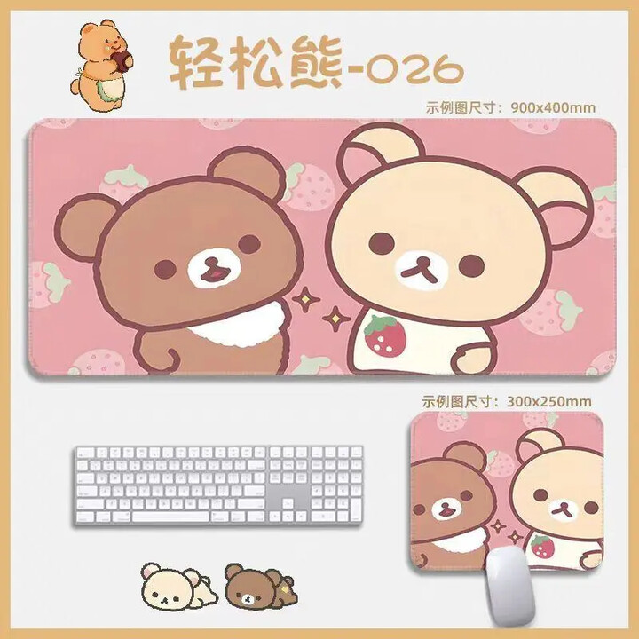 NONE Lovely Rilakkuma Cute Cartoon Mouse Pad Large XXL Gaming Mousepad Gamer Leather Computer Keyboard Desk Table Mat No Locked Edge