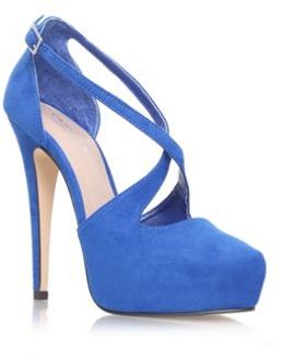 Carvela Blue 'KIMCHEE' High heeled platform strappy court shoe