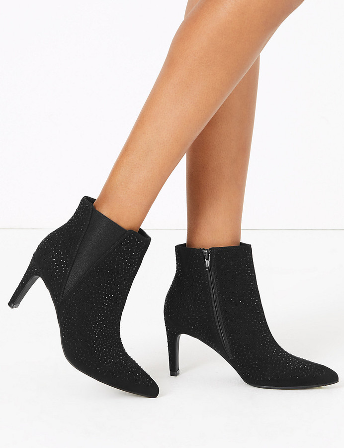 black ankle boots stiletto heel