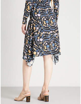 See by Chloe Floral-print draped crepe skirt