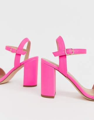 New Look block heel sandal in neon pink