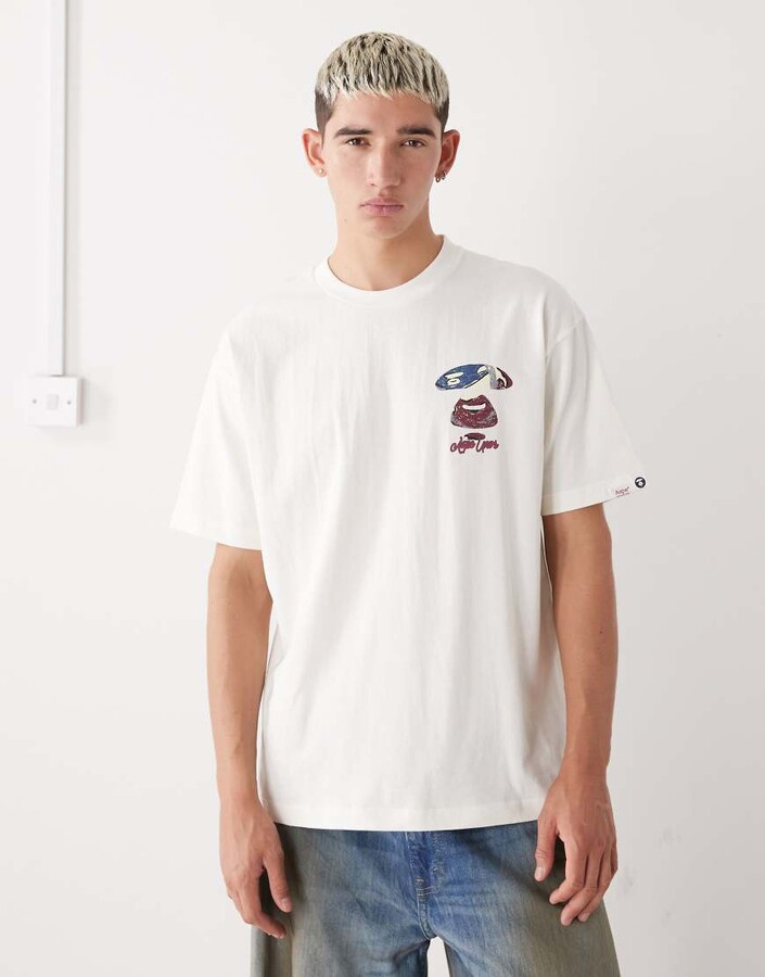 AAPE BY A BATHING APE® Aape By A Bathing Ape boxy T-shirt in off-white with chest and back logo print