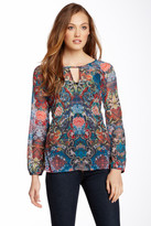 Thumbnail for your product : Weston Wear Cami Printed Mesh Peasant Blouse