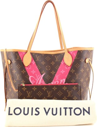 Louis Vuitton Brown Monogram Coated Canvas Neverfull GM Gold Hardware, 2021, Brown/Beige/Pink Womens Handbag