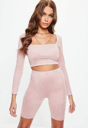 Missguided Pink Suede Cycling Shorts, Pink