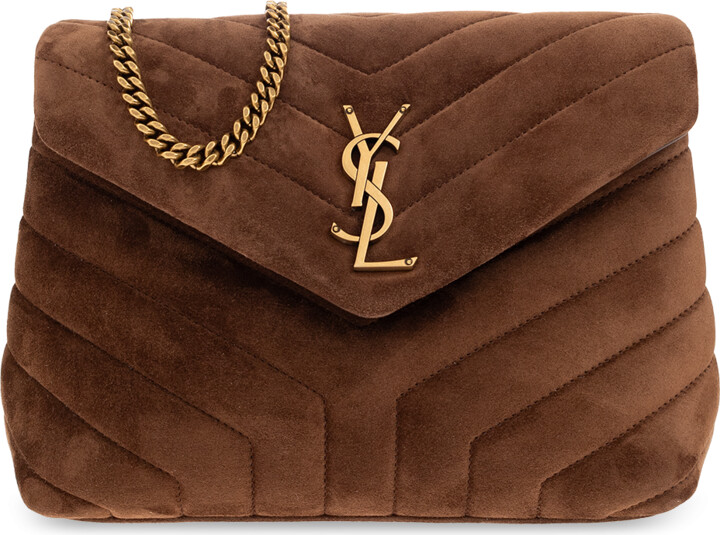 Loulou Small Leather Shoulder Bag in Brown - Saint Laurent