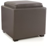 Thumbnail for your product : Crate & Barrel Stow Smoke 17" Leather Storage Ottoman