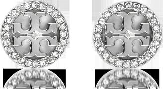 Tory Burch Crystal Logo Circle-Stud Earrings