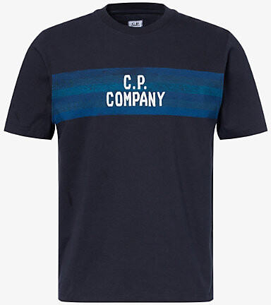 C.P. Company Mens Total Eclipse Centre Stripes Logo-Print Cotton T-Shirt Xl
