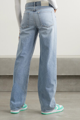 GRLFRND Brooklyn Distressed High-rise Straight-leg Jeans - Light denim