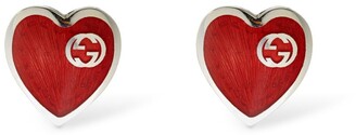 Gucci Interlocking G enamel heart earrings