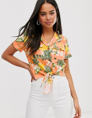 Miss Selfridge shirt in tropical pattern co ord