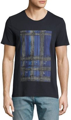 Burberry Acoustic Check-Graphic T-Shirt, Blue