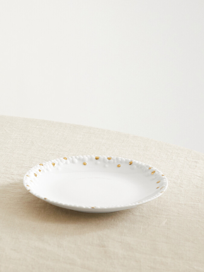 L'Objet - + Haas Brothers Mojave 17cm Gold-plated Porcelain Plate - White