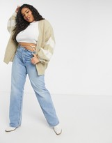 Thumbnail for your product : ASOS Curve DESIGN Curve oversize cardigan with white stripe